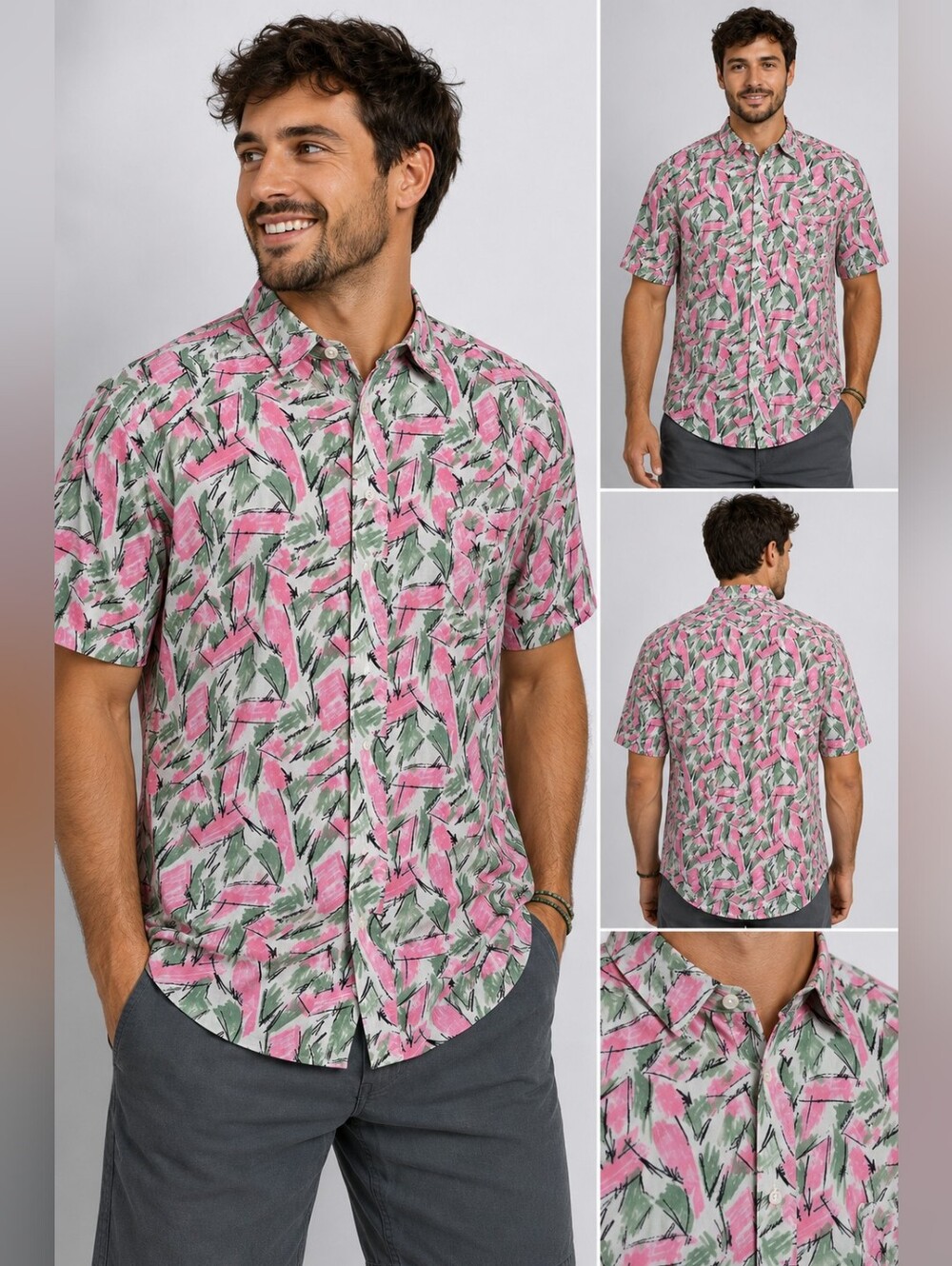Stranger Things Netflix Official Merchandise Button Up Shirt Men’s 2X Pink Green